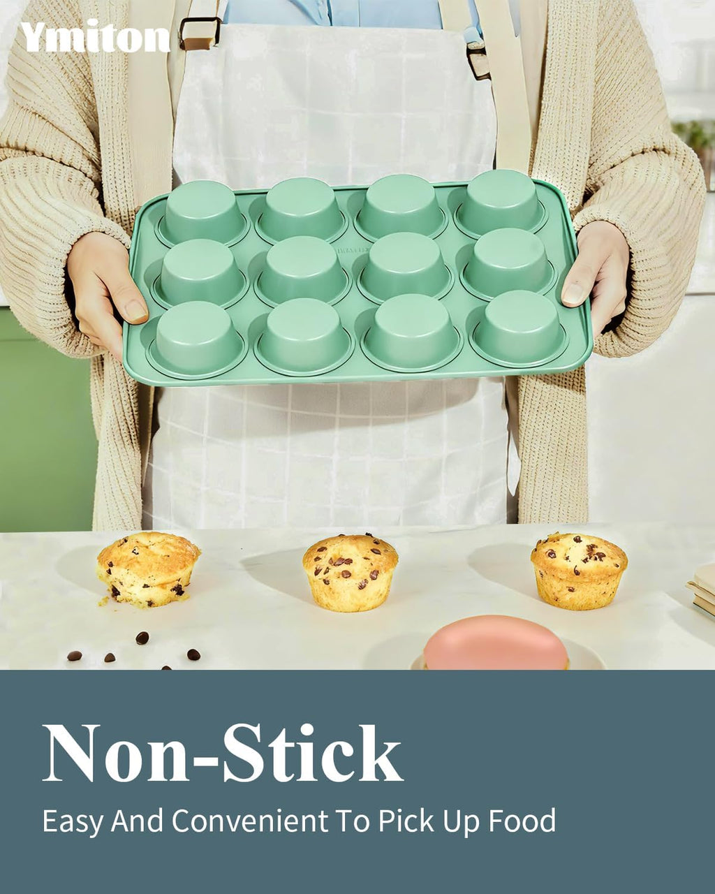 Skiennix Ceramic Nonstick Baking Pans Set - 33 PCS Stackable Bakeware, 550°F Oven Safe, Dishwasher Safe, Green