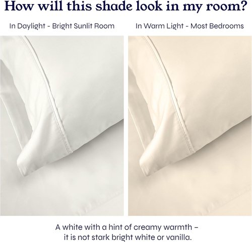 California Design Den Twin Sheet Sets - 400 Thread Count 100% Cotton Sateen - Soft, Breathable Ivory (2-Pack)