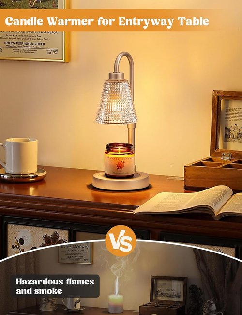 Champagne Gold Candle Warmer Lamp - Dimmable & Adjustable Timer for Jar Candles | Perfect Home Decor & Gift
