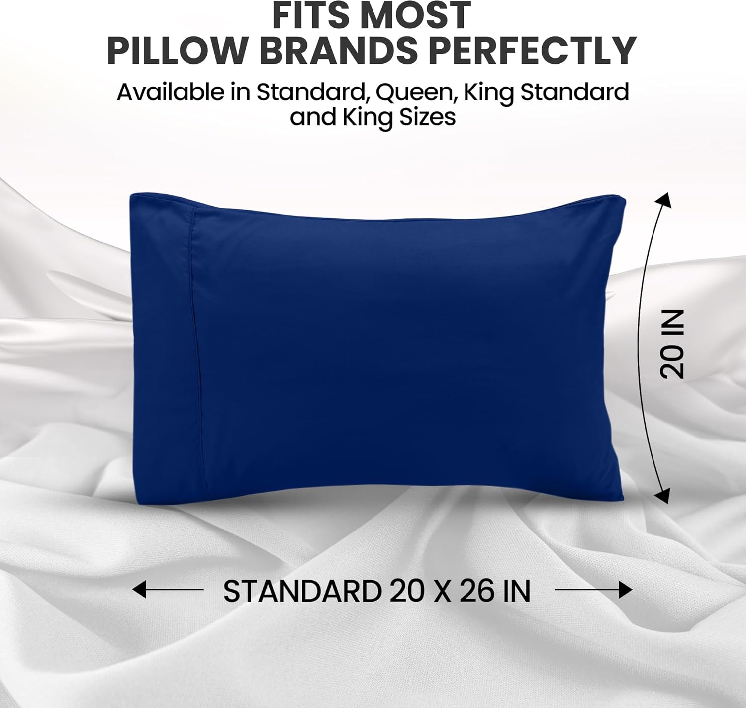 Utopia Bedding Standard Pillow Cases - Soft Brushed Microfiber - 2 Pack, Royal Blue - 20 X 26 Inches
