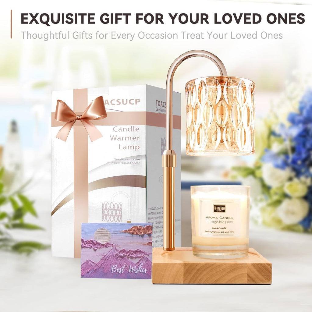 Skiennix Candle Warmer Lamp - Adjustable Height & Dimmable with Timer | Charming Gift Box Included, Perfect for Birthdays & New Home Decor