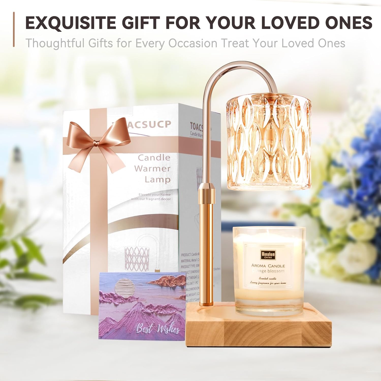 Skiennix Candle Warmer Lamp - Adjustable Height & Dimmable with Timer | Charming Gift Box Included, Perfect for Birthdays & New Home Decor