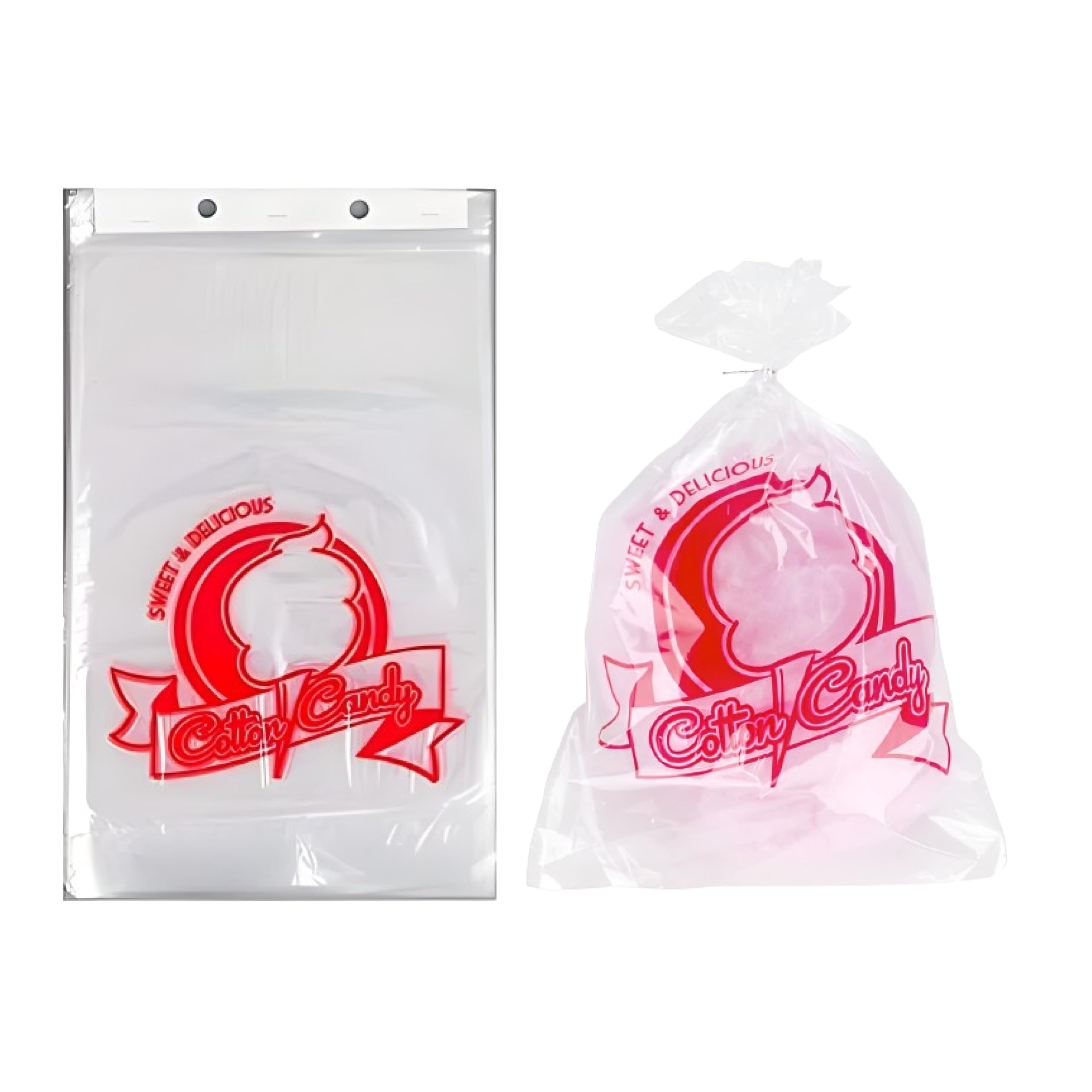 Concession Essentials Cotton Candy Bags-300CT with Twist Ties, 0.5" Height, 18" Width, 12" Length (Pack of 300)