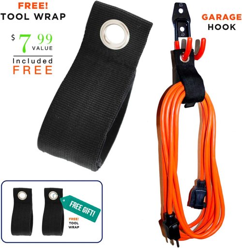 Garage Hooks - Heavy Duty Wall Storage Hanger | 12 Pack with 2 Extension Cord Straps for Organizing Tools & Equipment (Orange)