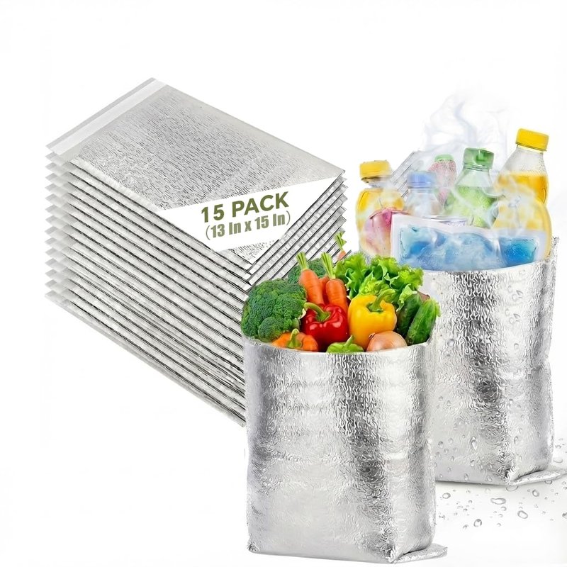 Smilco Reusable Insulation Bags Thermal Box Liners Metalized Liners Lunch Food Box Shopping Bag Insulated Lining Waterproof Insulation Package (15 Pack/ 13 In x 15 In)