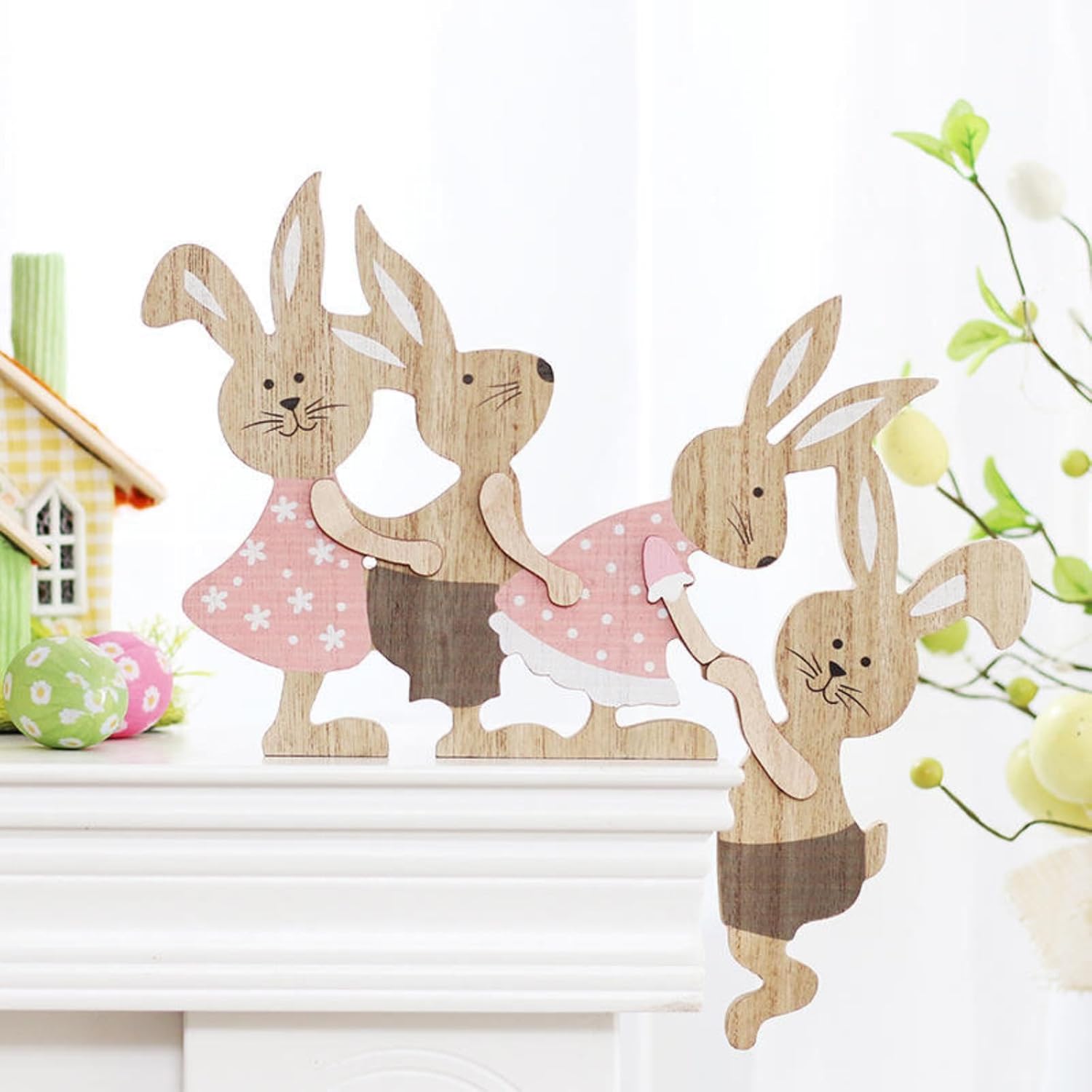 Party Wreath Rabbit Decoration - Easter Painted Rabbit Ornament for Home Decor | Perfect for Parties & Gatherings