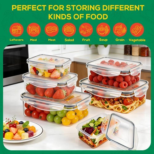 Large Food Storage Containers by [Brand Name] - BPA-Free, Airtight & Leakproof | 6 Pack, Various Sizes (85oz/50oz/34oz)