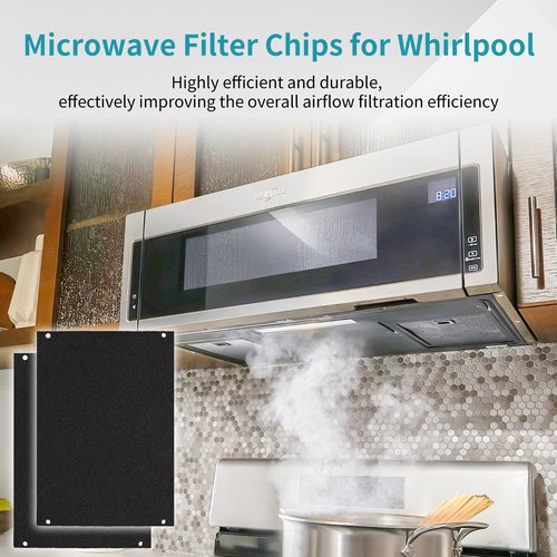 4 Pack 10.25" x 7.125" Activated Carbon Charcoal Microwave Hood Filters Compatible with Whirlpool WML55011HS and WML75011HZ Low‑Profile Models