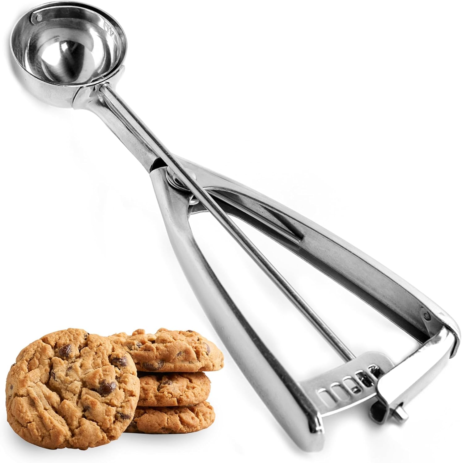 Saffron & Sage Stainless Steel Cookie Scoop - Heavy Duty 2 Tbsp Dough Scoop with Comfortable Handles | Rust Resistant & Dishwasher Safe