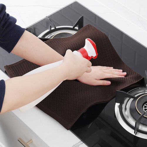 Homaxy 100% Cotton Waffle Weave Dish Towels - Ultra Soft & Absorbent, Quick Drying, 13x28 Inches, 8-Pack | Dark Brown