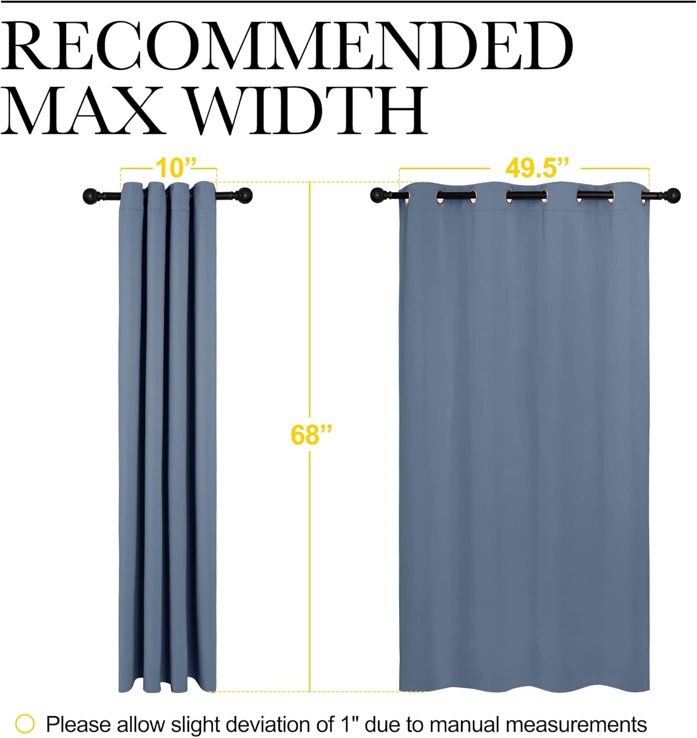 NICETOWN Blackout Curtains - Sound & Heat Reducing Drapes for Kids' Bedroom | Stone Blue, 55" x 68", 2PCs