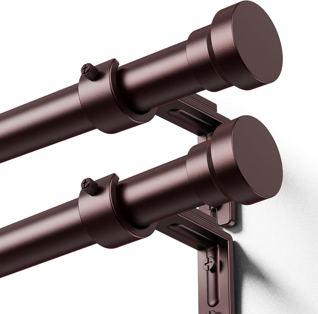 YaFex Curtain Rods - Heavy Duty Adjustable 32-144 Inch | Modern Bronze Design, Easy Installation