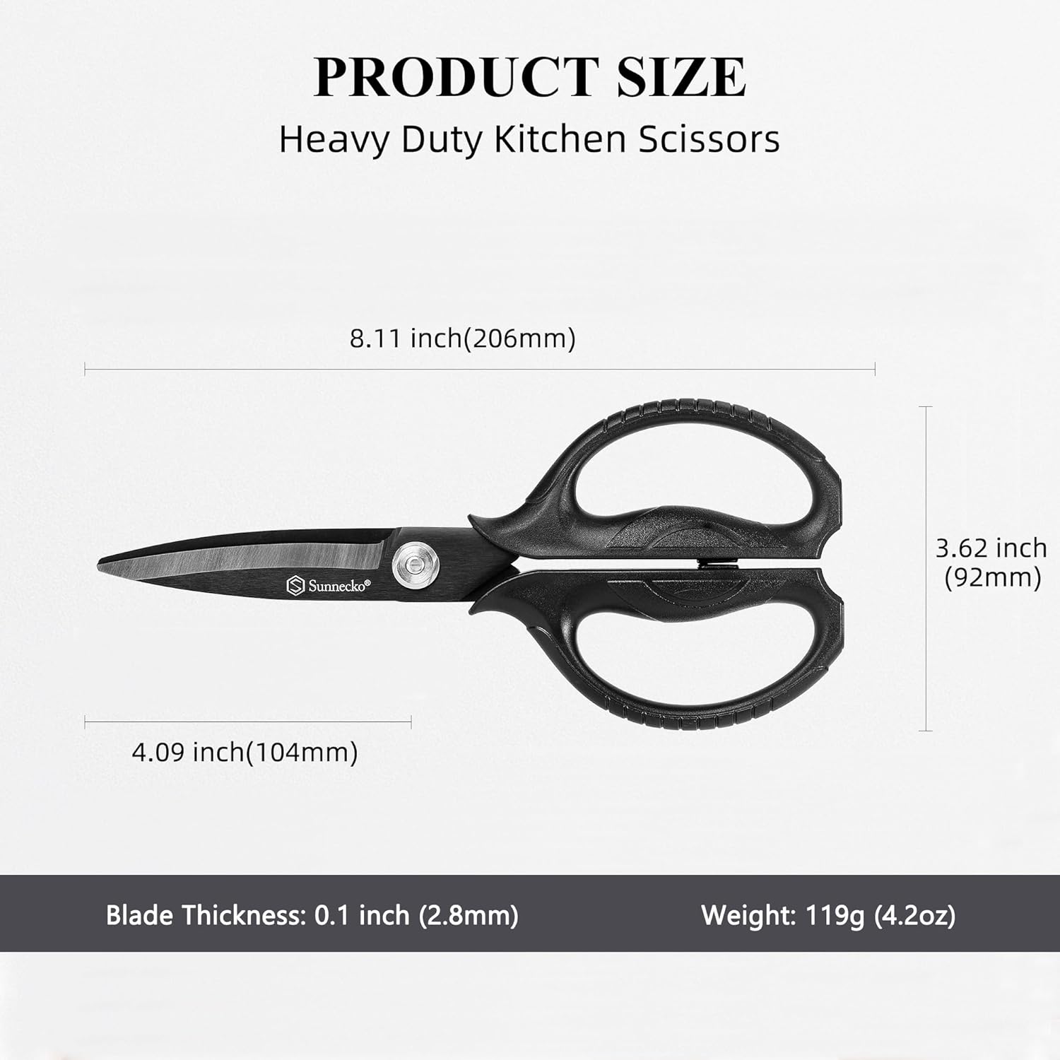 Sunnecko Heavy Duty Kitchen Scissors - Titanium Coated, Micro Serrated Blades, Detachable Design
