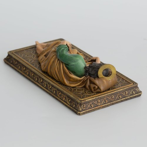 Buildclassic Saint Joseph Statue - Hand-Painted Religious Decor with Case Base & Metal Halo | 8.8" L