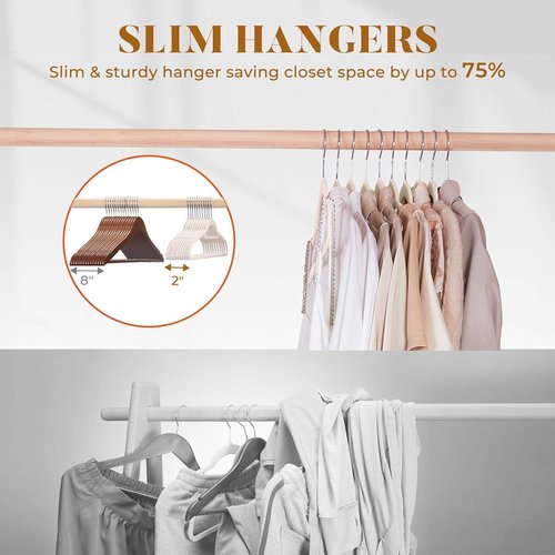 HOUSE DAY Velvet Hangers - Non-Slip Space-Saving 60 Pack in Ivory for Clothes, Pants, and Coats
