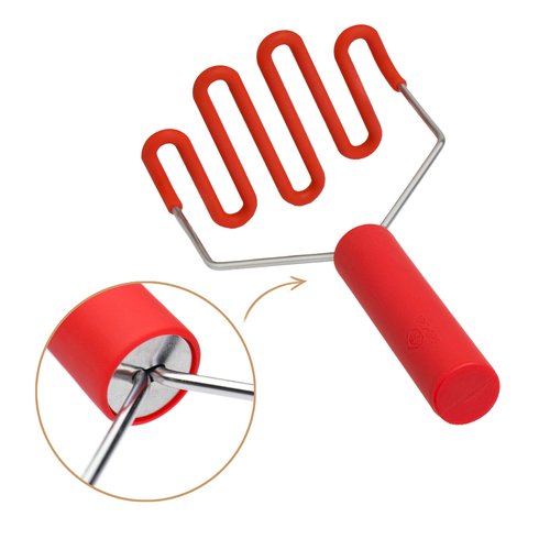 Jell-Cell Potato Masher - Silicone Protect Body with Premuim Stainless Steel Non-Scratch Cookware for Smooth Mashed Potato Vegetables and Fruits Color Red