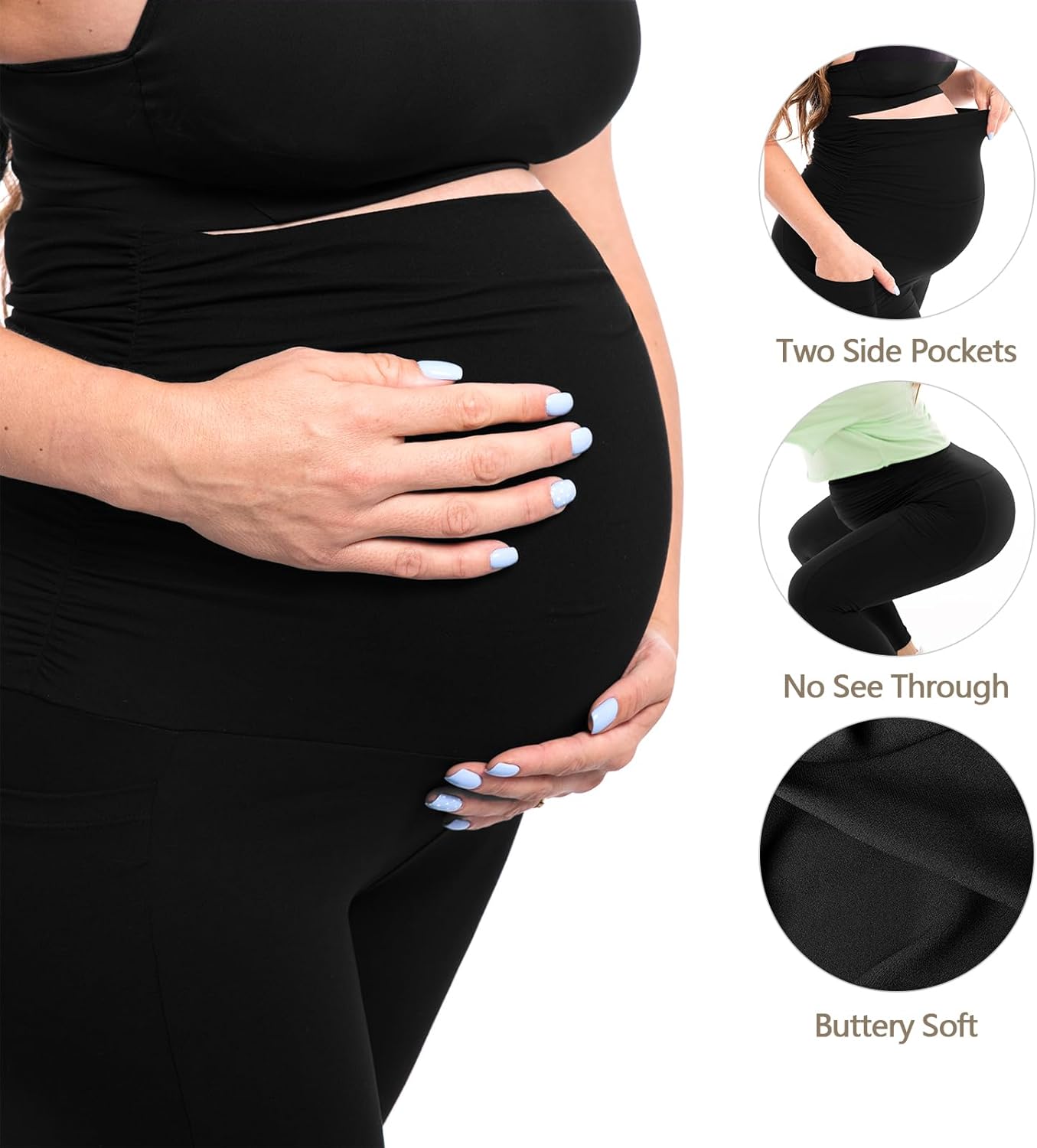 Walifrey Women's Maternity Leggings - Over The Belly Design with Pockets | Comfortable Yoga Pants