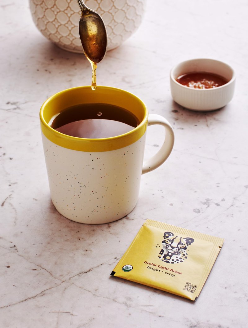 Goldholly Organic Yaupon Tea Bags - Ocelot Light Roast, 20 Count | American Organic Tea for Clean No-Jitter Energy & Focus | Caffeine & Theacrine, Smoother than Traditional Teas | Gold Holly Yaupon