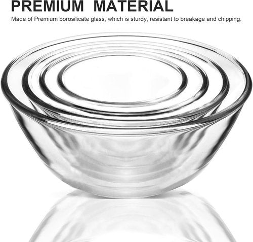 MCIRCO Glass Mixing Bowls Set - 4 BPA-Free Nesting Bowls for Meal Prep & Food Storage | 0.8-4.8 Qt