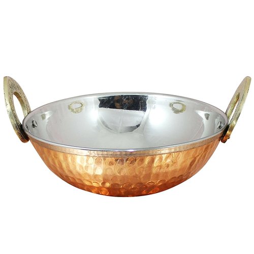 SKAVIJ Heat Insulated Double Wall Karahi Copper Stainless Steel Serving Bowl (0.35 Litre, Pack of 4)