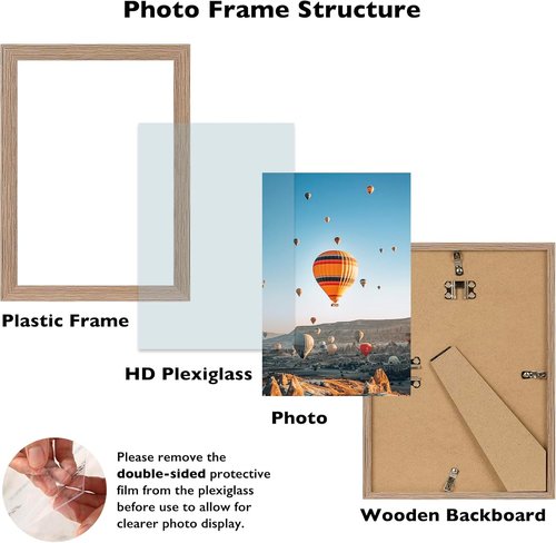 JCJMY 8x11 Picture Frame - Rustic Brown Wall Hanging & Tabletop Display | Versatile Horizontal/Vertical Mounting