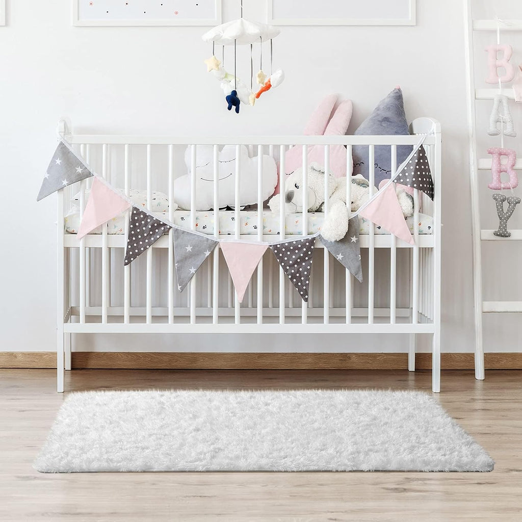 Ophanie White Shaggy Area Rug - Fluffy Soft Carpet for Bedroom & Nursery | 3x5 Small Plush Design
