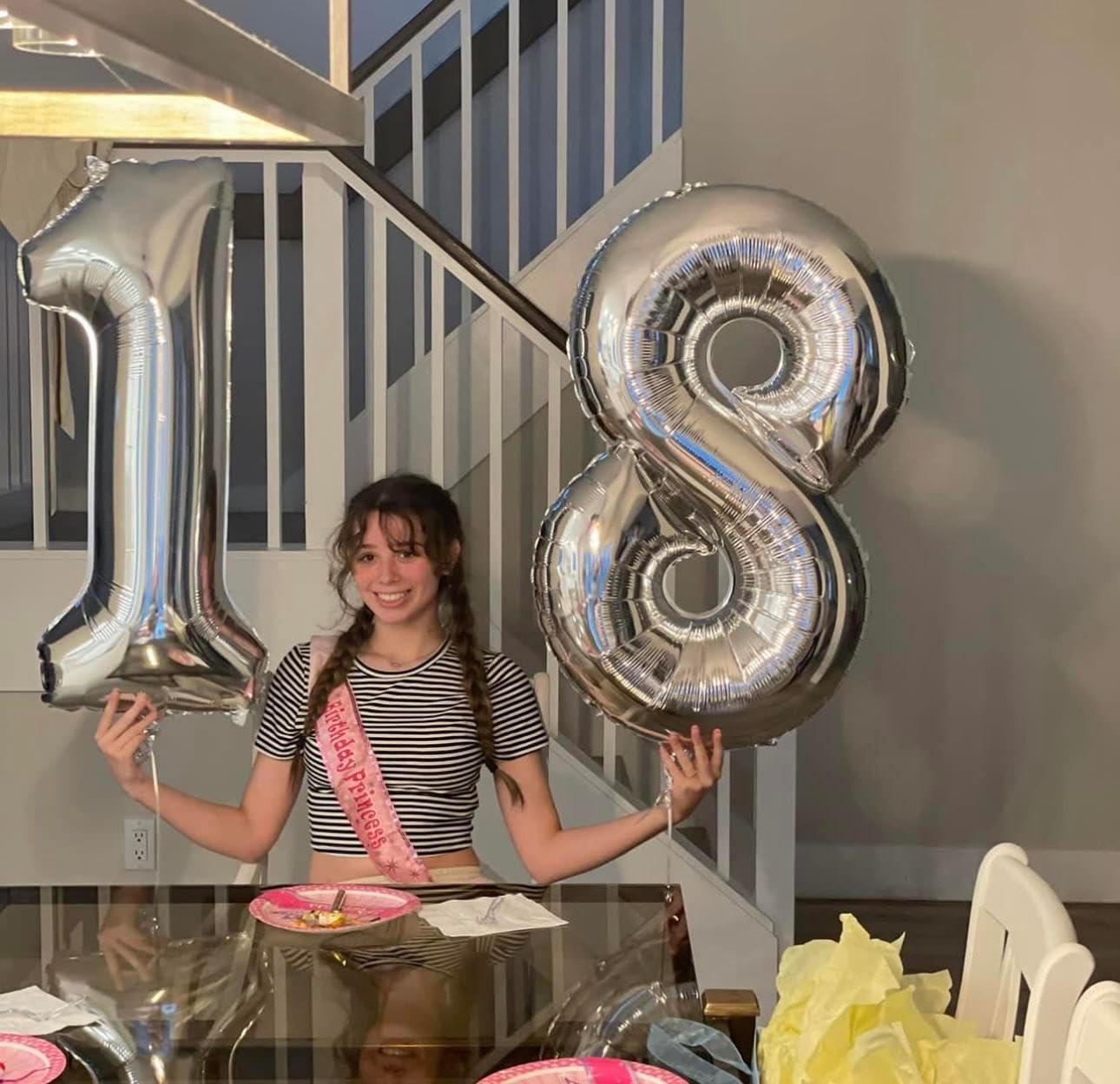 Silver Number 18 Balloon - 40 Inch Metallic 18th Birthday Decoration for Kids & Adults