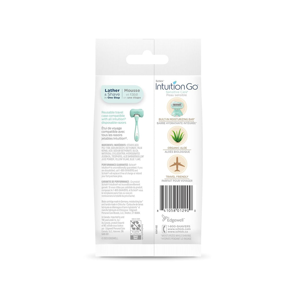 Schick Intuition Go Disposable Razor - Women's Travel Razor with Organic Aloe for Sensitive Skin | 1ct