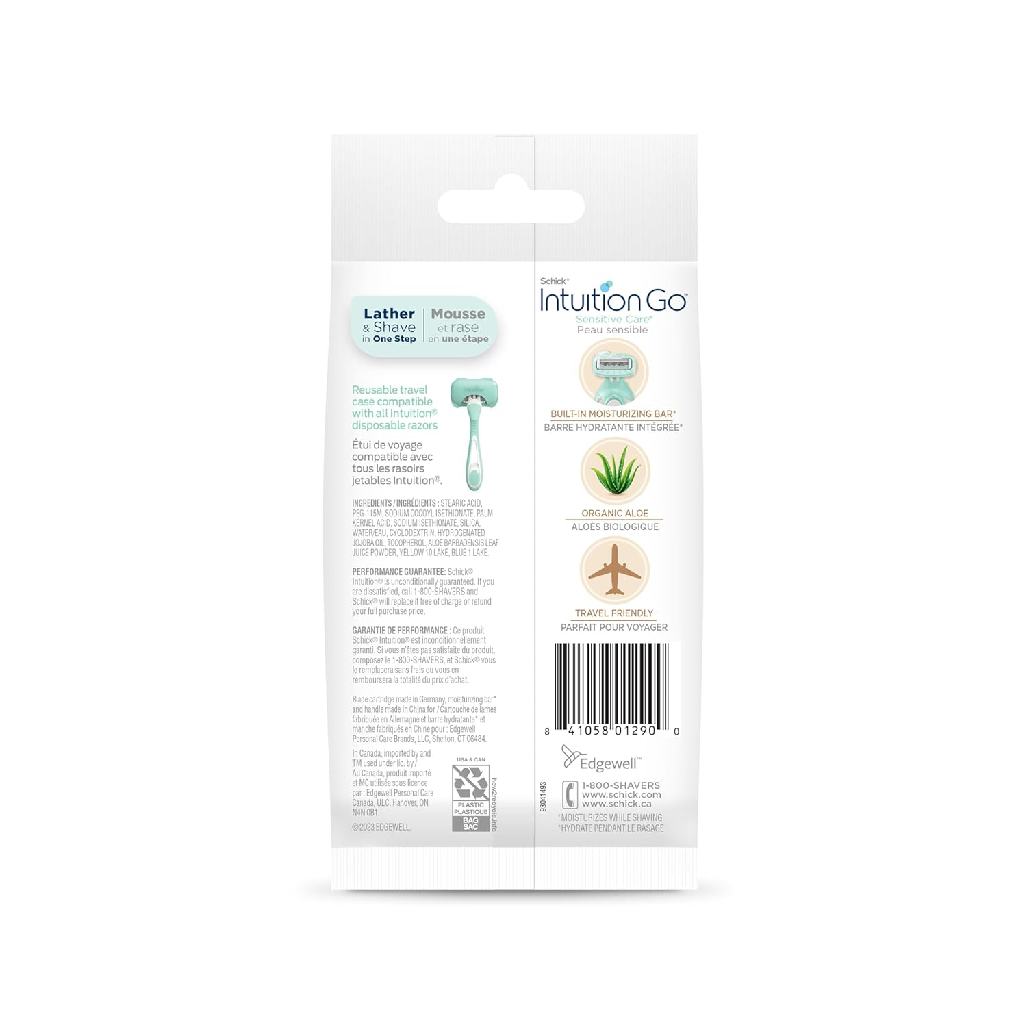 Schick Intuition Go Disposable Razor - Women's Travel Razor with Organic Aloe for Sensitive Skin | 1ct