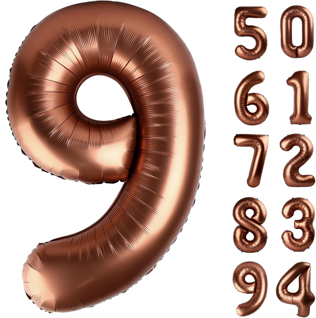 Regine Switzerland 40-Inch Dark Brown Number 9 Balloon - Giant Chocolate Birthday Decoration for Boys & Girls