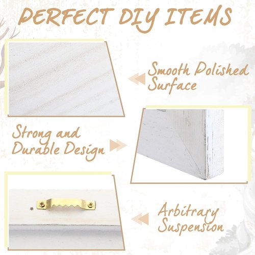 DoubleFill Wooden Signs - 4 Pcs Rustic Blank Plaques for Crafts | 12x12 Inch White Wood Canvas