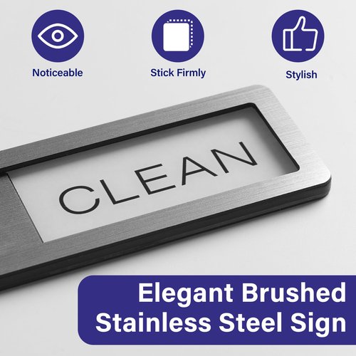 Dishwasher Magnet Clean Dirty Sign - Stainless Steel Dishwasher Magnet Sign - Clean & Dirty Dishwasher Slider Indicator - Kitchen Organizers and Storage