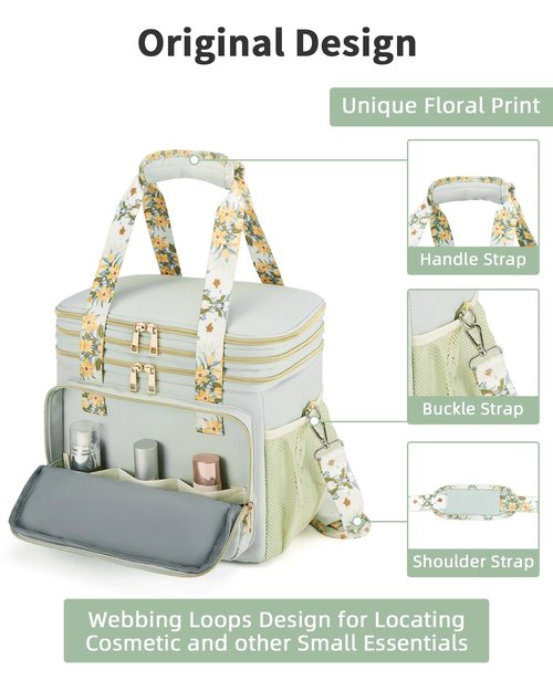 HSHRISH Expandable Lunch Box for Women, Double Deck Large Insulated Lunch Bag Women Leakproof Durable Lunch Cooler Tote Bag, Lightweight Cute Lunchbox for Work Outdoor Travel, Green