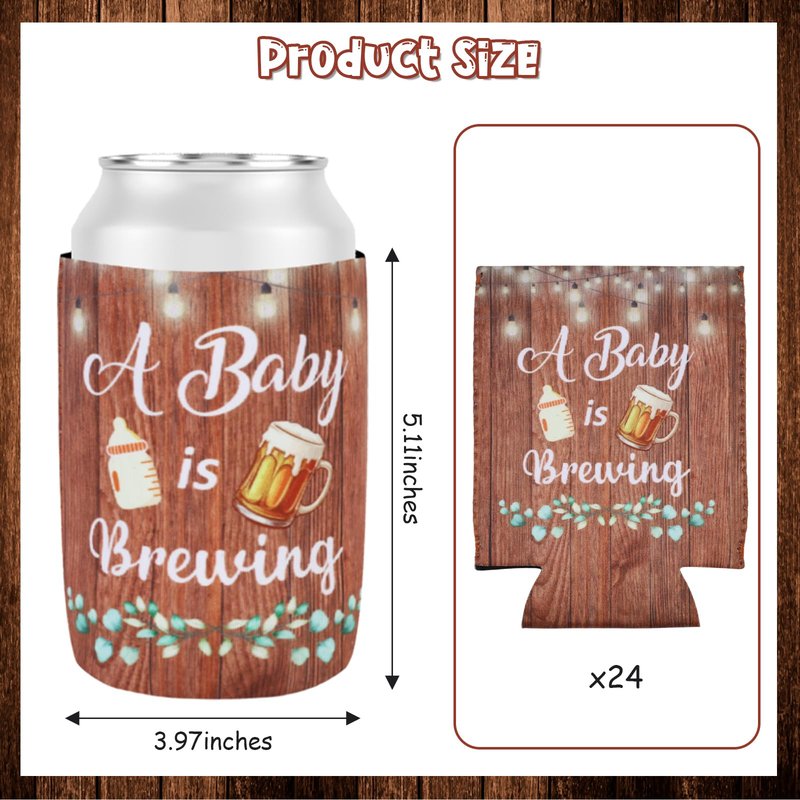 Serencatcher A Baby is Brewing Baby Shower Party Decoration, 24pcs A Baby is Brewing Can Cooler Beer Mug Baby Bottle Can Sleeve for A Baby is Brewing Beer Diaper Baby Shower Party Supplies