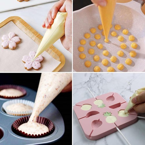 129Pcs Piping Bags Set by [Brand Name] - 100 Disposable 12-Inch Tipless Bags & 7 Frosting Tips for Cake Decorating