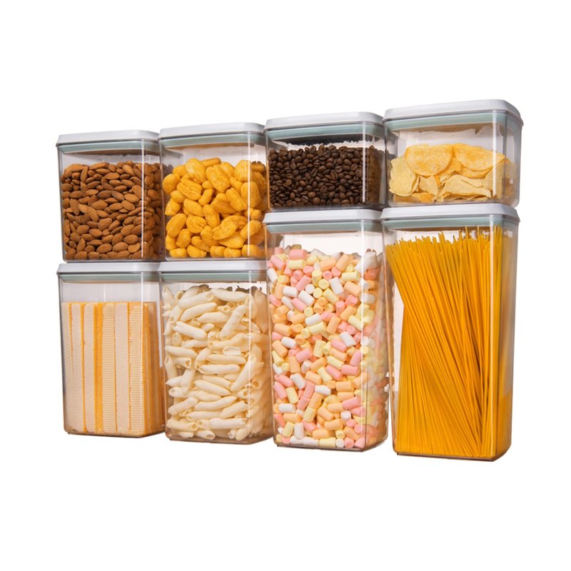 Vhorate Pop Up Food Storage Containers with Lids, Pop top food storage containers for Pantry Kitchen, Airtight Container Sets With Label BPA Free 8PCS