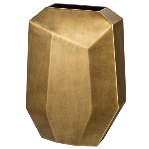 Arborus 16" Tall Geometric Gold Modern Rectangular Vases with Angular Front and Back, Contemporary Industrial Metal Vases for Office Home Resto Cafe Decoration