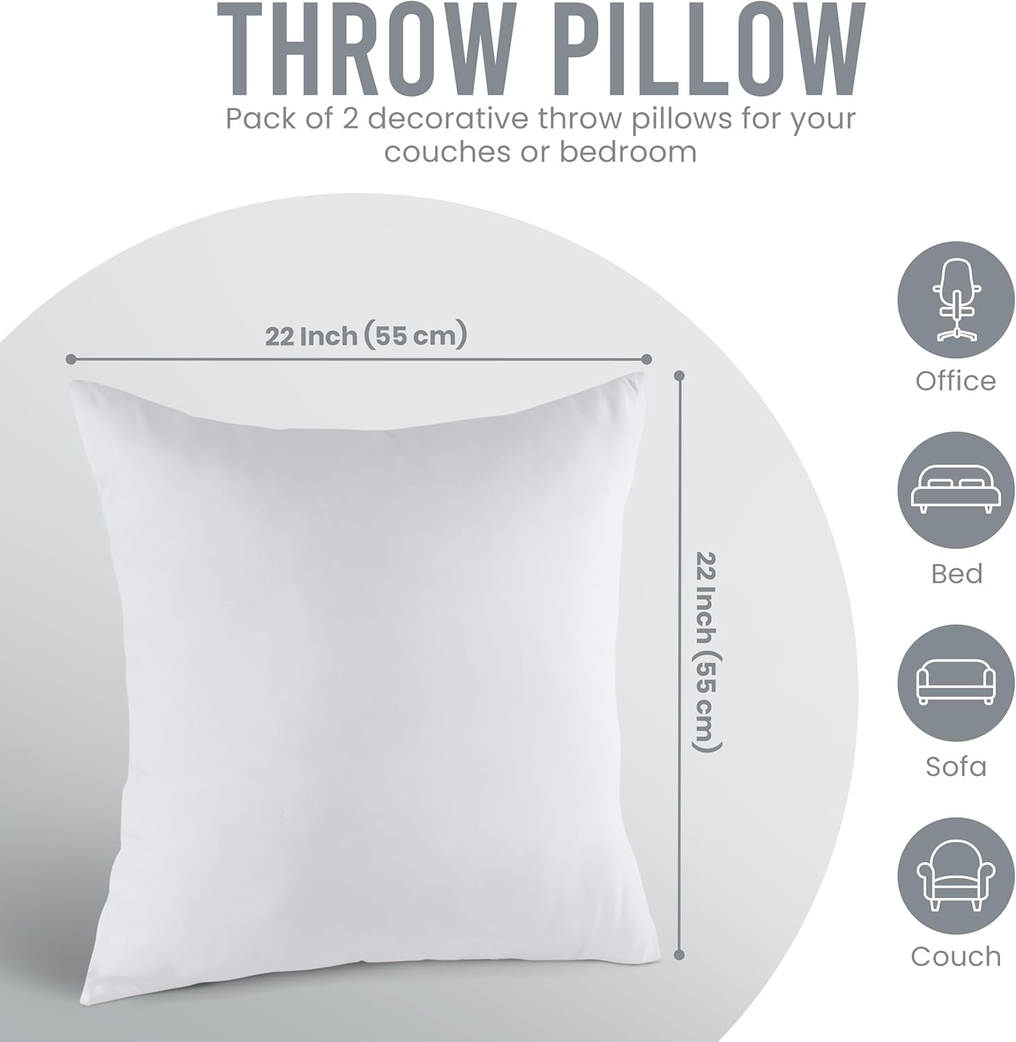 Utopia Bedding Pillow Inserts - Soft & Supportive 22x22 Decorative Throw Pillows | Set of 2, White
