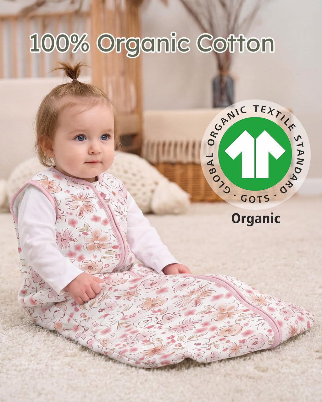Yoofoss Baby Sleep Sack | 1.5 Tog Wearable Blanket for 0-6 Months | 100% Organic Cotton, Warm & Comfy