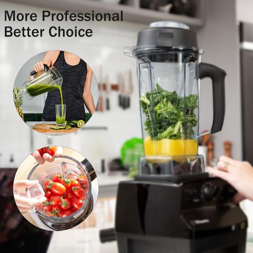 New For Vitamix Blender Pitcher 64oz Container, Replace 5200 5000 6500 7500 Pro500 750 Vita-Prep vm0101 vm0102 vm0103 vm0197 E310 320 asy172 A2300 A3300 etc Container Jar Cup, 1 Year Manufacturer