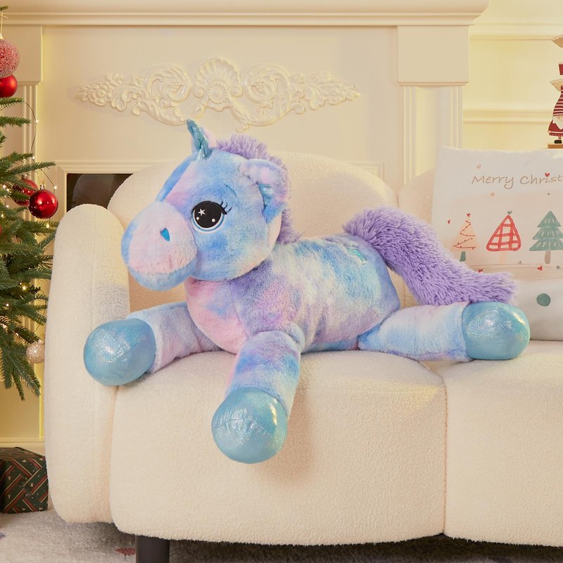 Muiteiur 31.6 Inch Unicorn Stuffed Animal, Large Stuffed Unicorn for Girls, Soft Plush Pillow Gifts for Girls Boys Kids, Blue