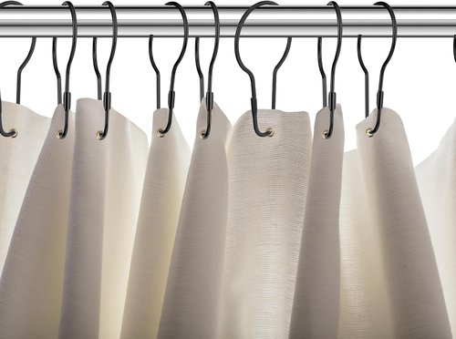 Geetery Metal Shower Curtain Hooks - 150 Pcs Rust Proof Stainless Steel Rings | Multi-Functional Black
