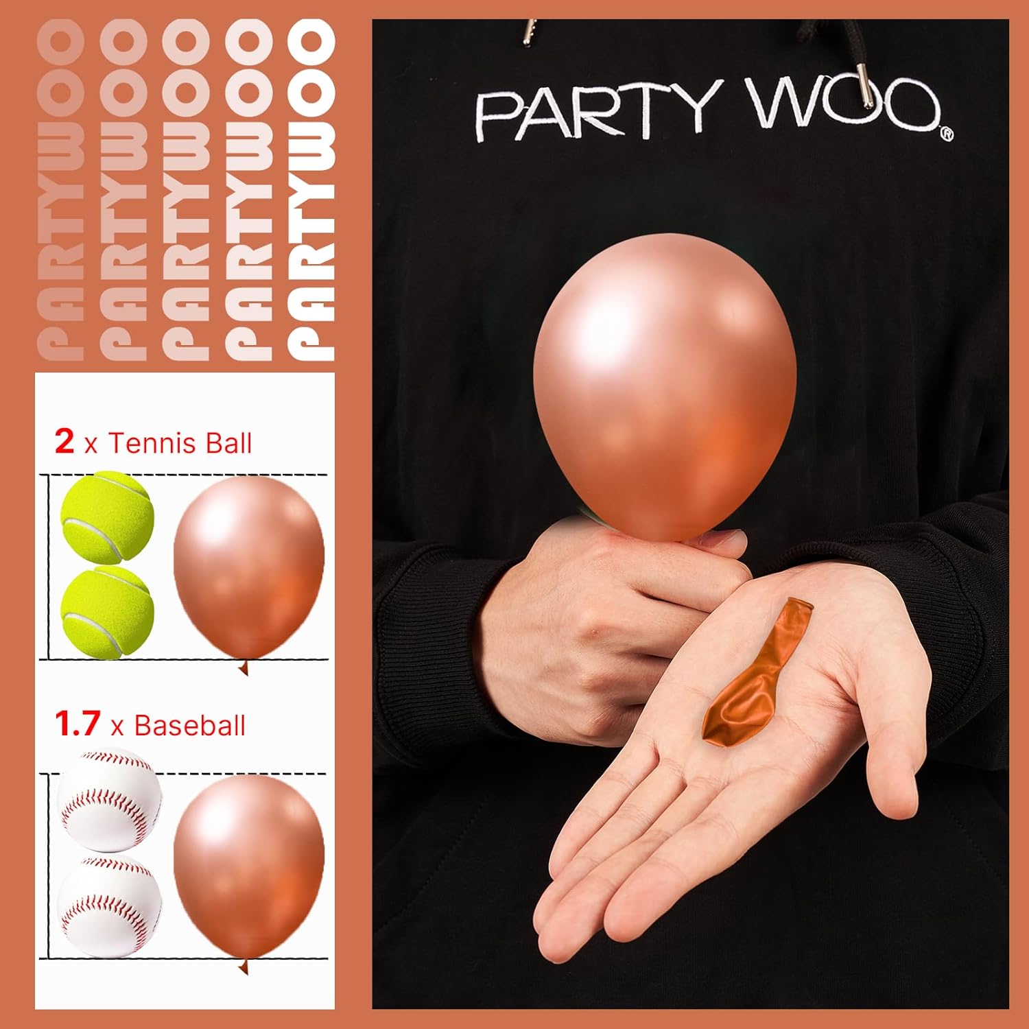 PartyWoo Metallic Rose Gold Balloons - 50 Pcs 5-Inch Perfect for Bachelorette & Wedding Decor