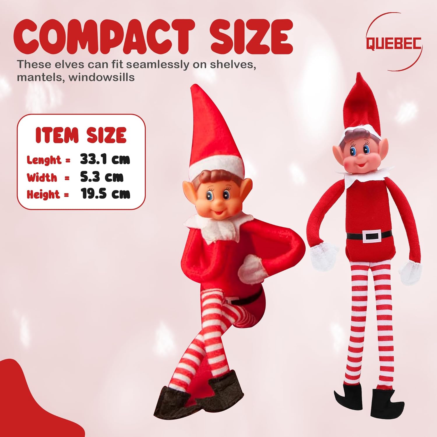Quebec Christmas Mischief Makers - Naughty Santa's Little Helper Elf Toy with Soft Body & Vinyl Face | Perfect for Family Fun