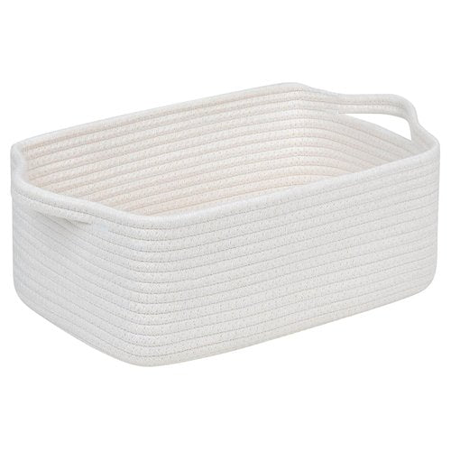 CubesLand Small Cotton Rope Basket - Cute & Durable Organizer for Toys, Bathroom, or Closet - White