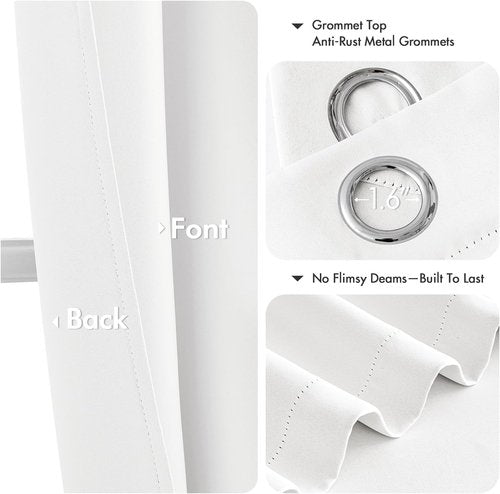 MIULEE Short Curtains - Thermal Insulated Pure White Drapes for Kitchen & Bathroom | 40" x 36" - 2 Panels