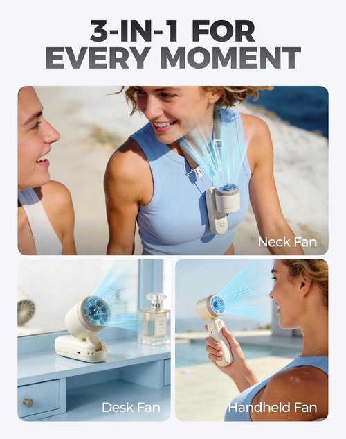 Diveblues Handheld Fan - 3-in-1 Mini Portable Turbo Fan with LED Display | 12H Max Cooling, 4000mAh Battery