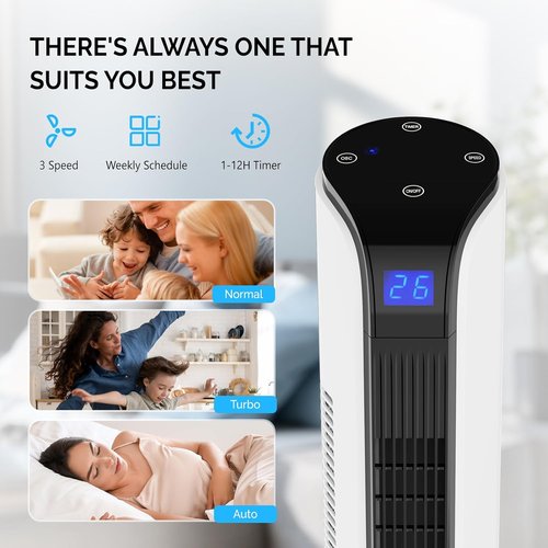 Bonnlo 42" Smart Tower Fan - Quiet Oscillating Floor Fan with APP & Remote Control | 3 Modes, 3 Speeds, 12H Timer