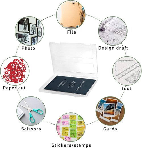 Hiceeden 4-Pack Plastic Project Cases - Slim Document Holders for 8.5"x11" Files & Scrapbook Storage
