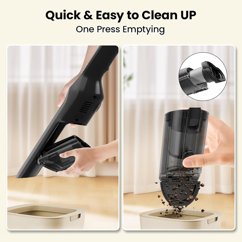 Sweepcent Handheld Vacuum - Cordless 24Kpa Car Vacuum with Brushless Motor & Charging Dock | Lightweight 1.5lbs for Home, Car & Pets (Black)